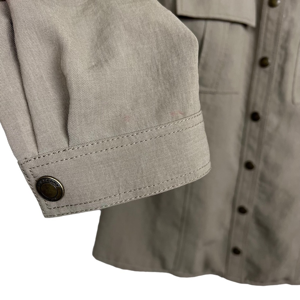 Burberry Brit Snap Button Down Shirt Women’s Size S Tan Safari - Picture 3 of 13